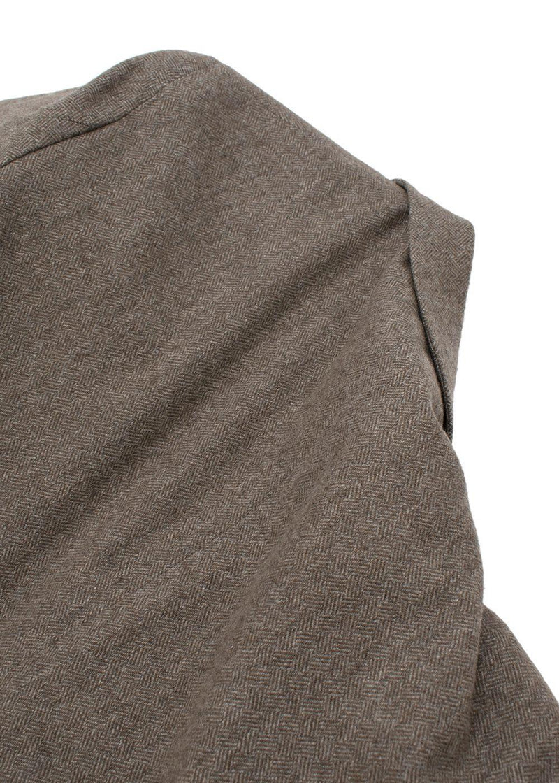 Vintage Stone Herringbone Tweed Single Breasted Blazer