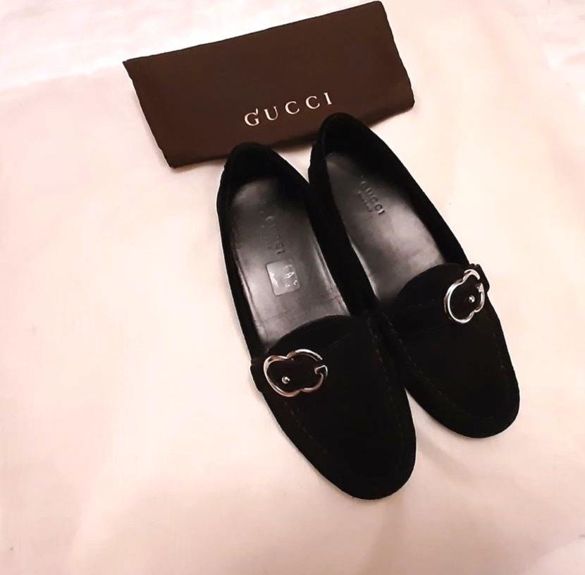 Black Suede Interlocking G Loafers