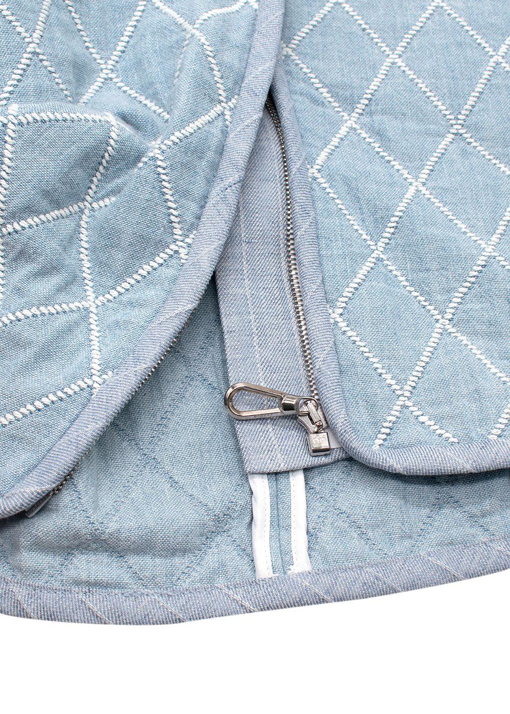 Sandro Blue Jean Quilted Zip Front Mini Skirt