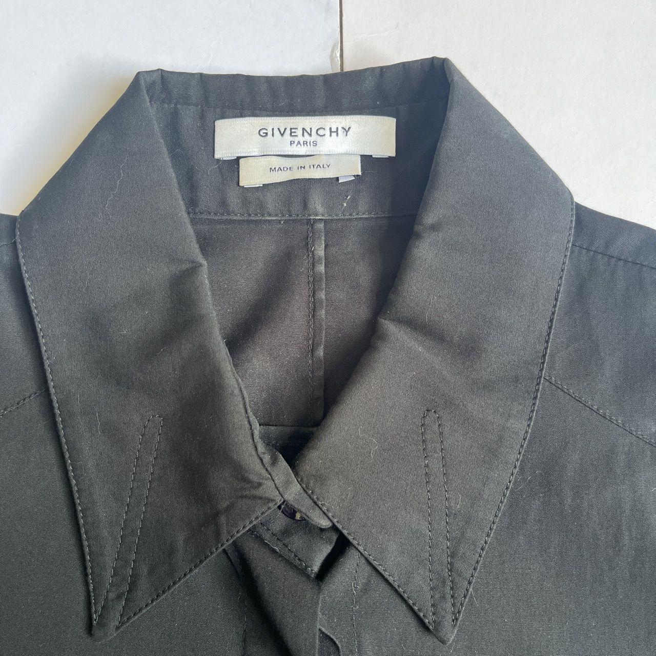Black cotton ruffle-sleeve shirt