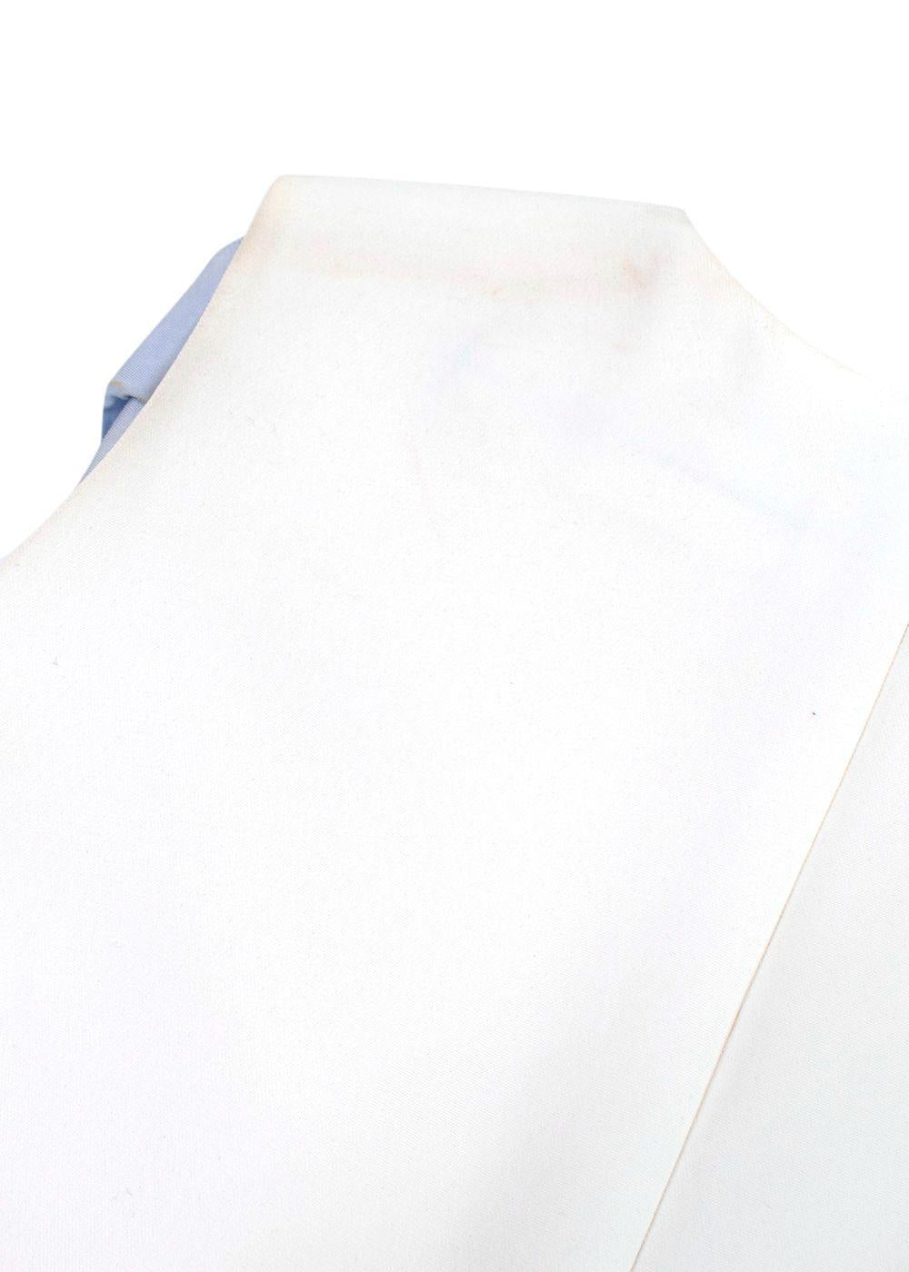 Victoria Beckham White and Blue Striped Ruched Mini Dress