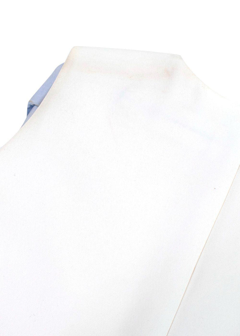 Victoria Beckham White and Blue Striped Ruched Mini Dress