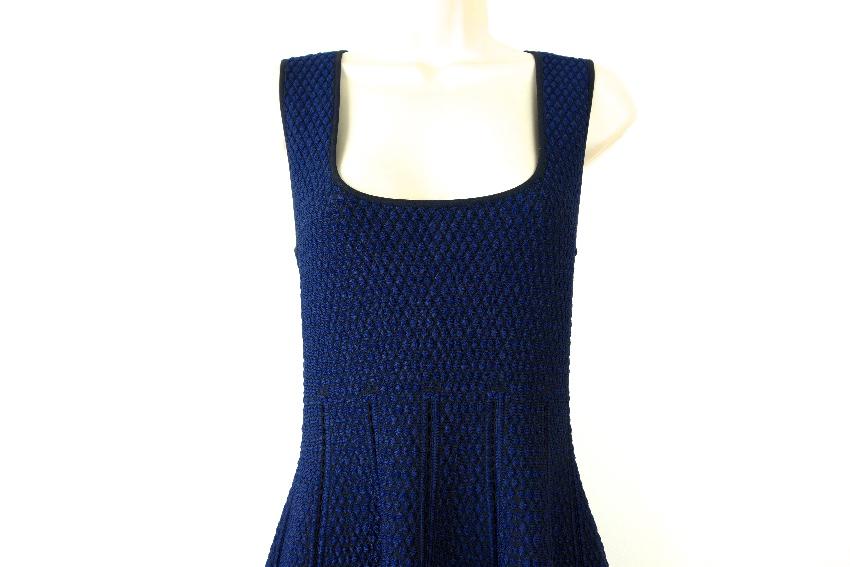 RVN Blue Textured Skater Dress