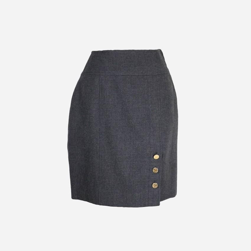 Chanel Boutique Grey Wool Skirt