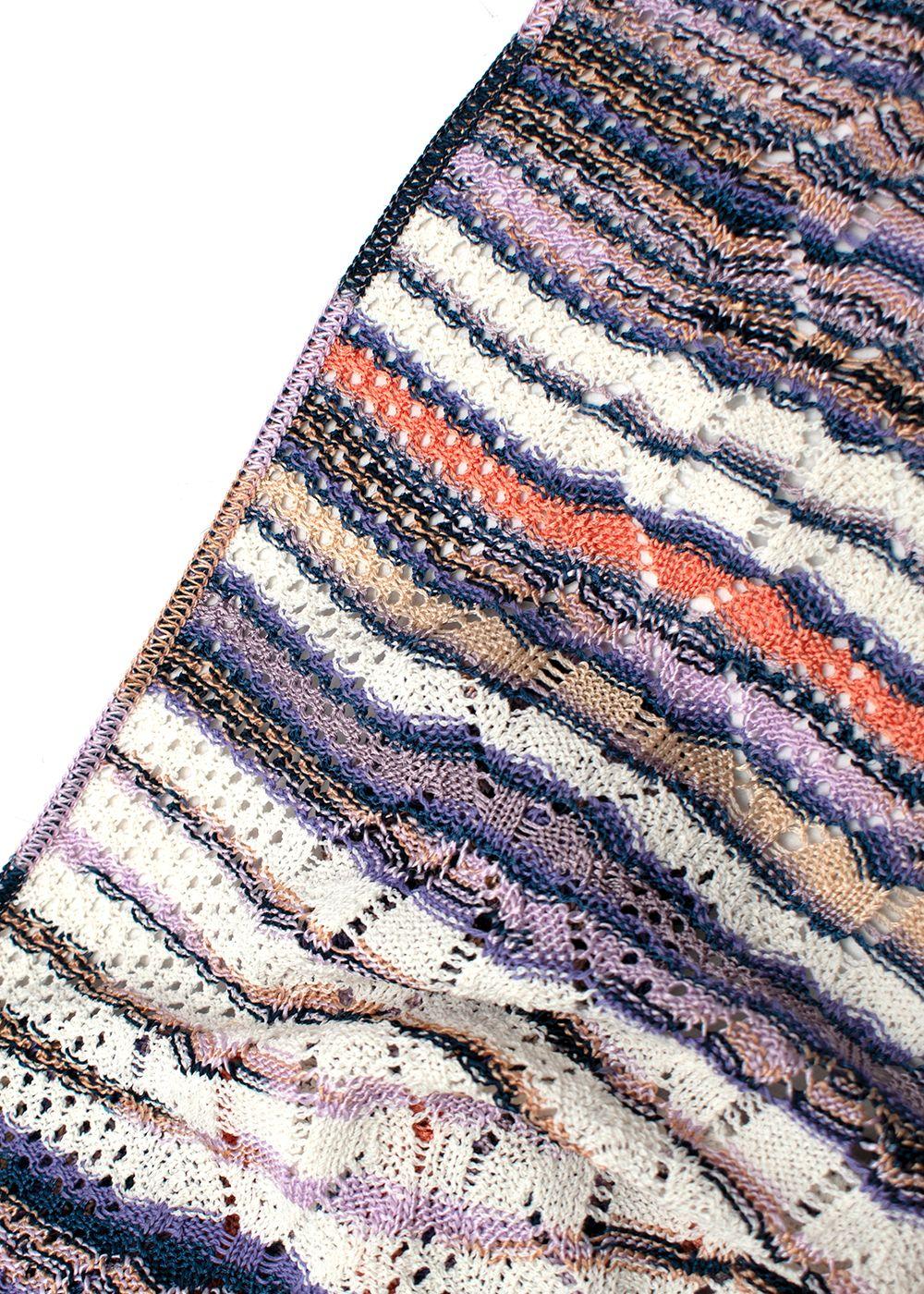 Purple & Peach Open Knit Striped Scarf