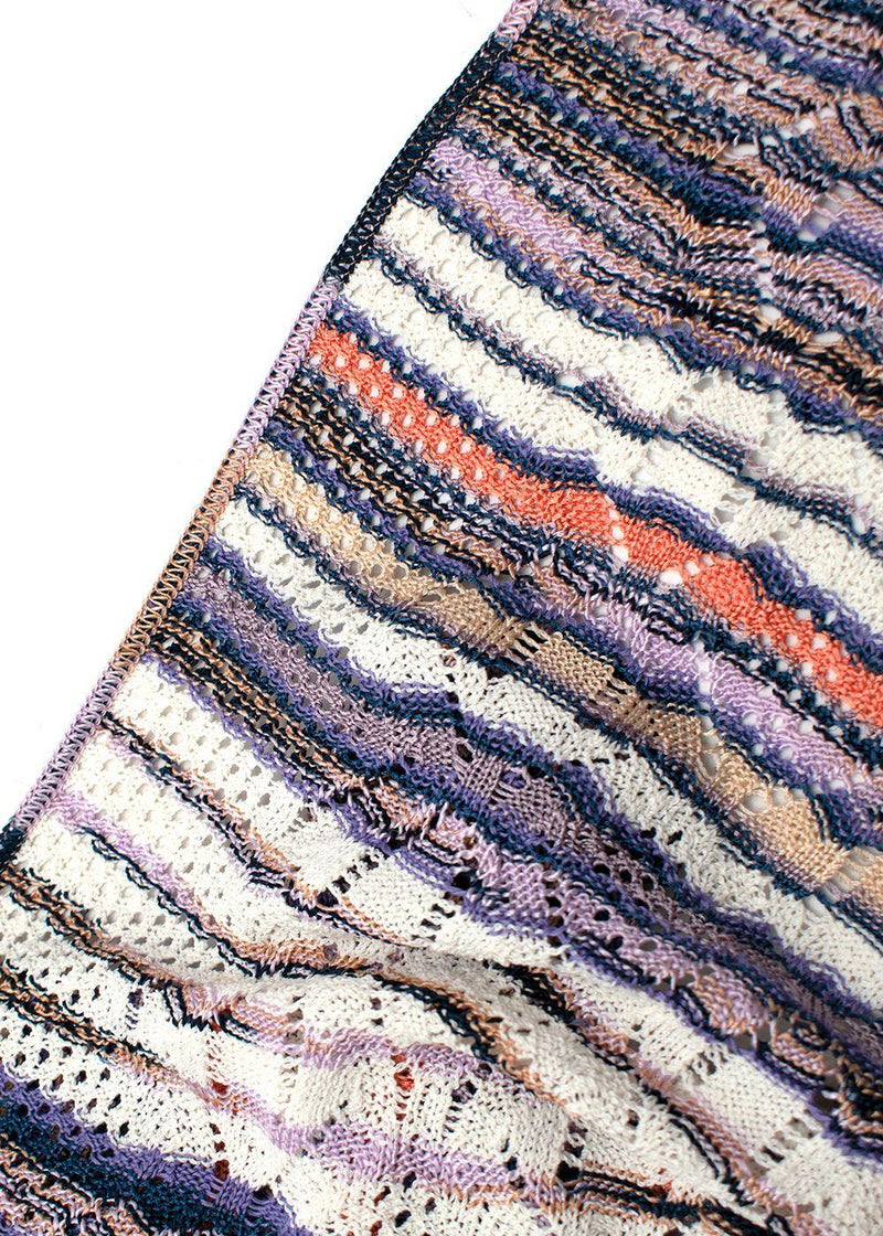 Purple & Peach Open Knit Striped Scarf
