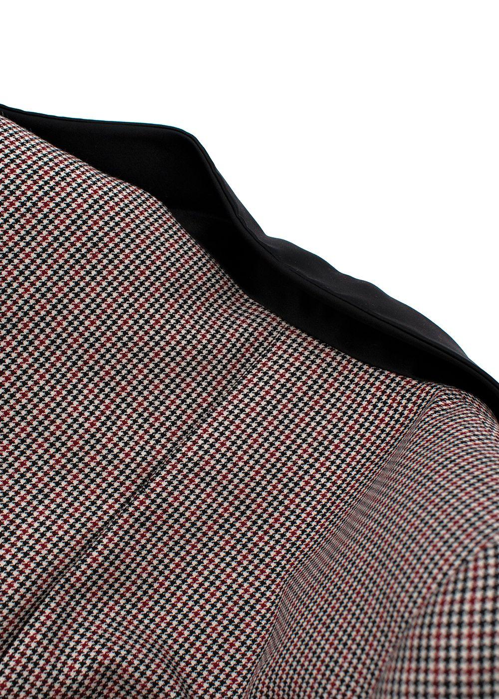 Contrast Lapel Micro Houndstooth Blazer