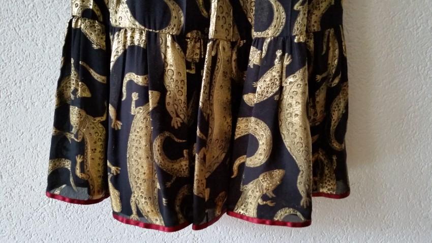 Gucci Black & Gold Lizard Jacquard Midi Skirt