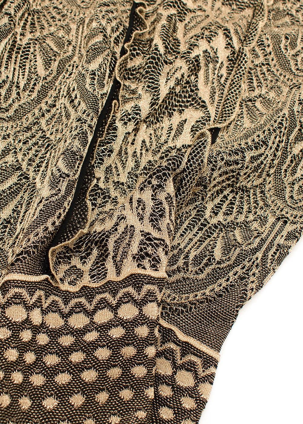 Roberto Cavalli Gold Brocade Pleated Mini Dress