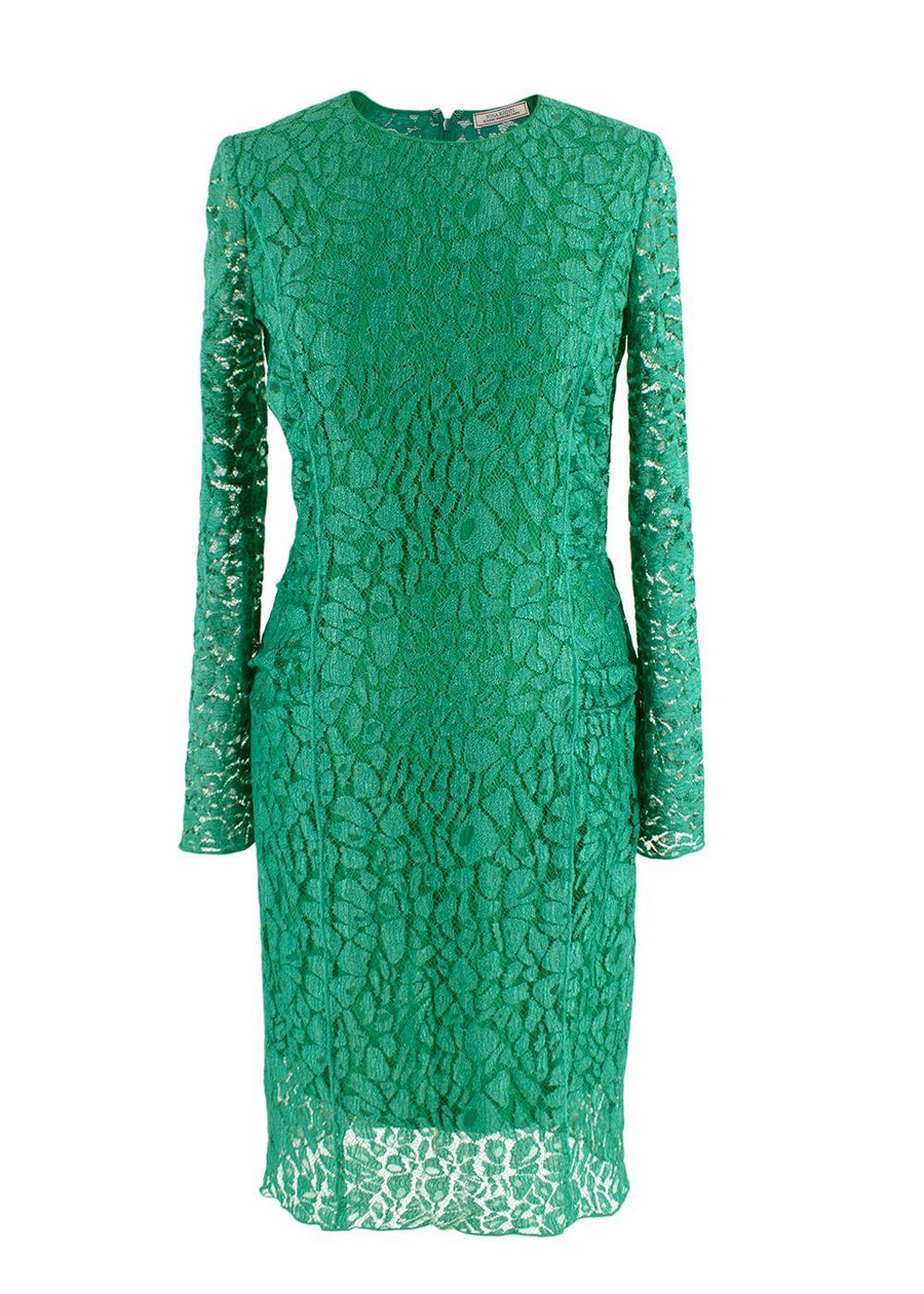 Nina Ricci Green Dentelle Lace Long Sleeve Dress