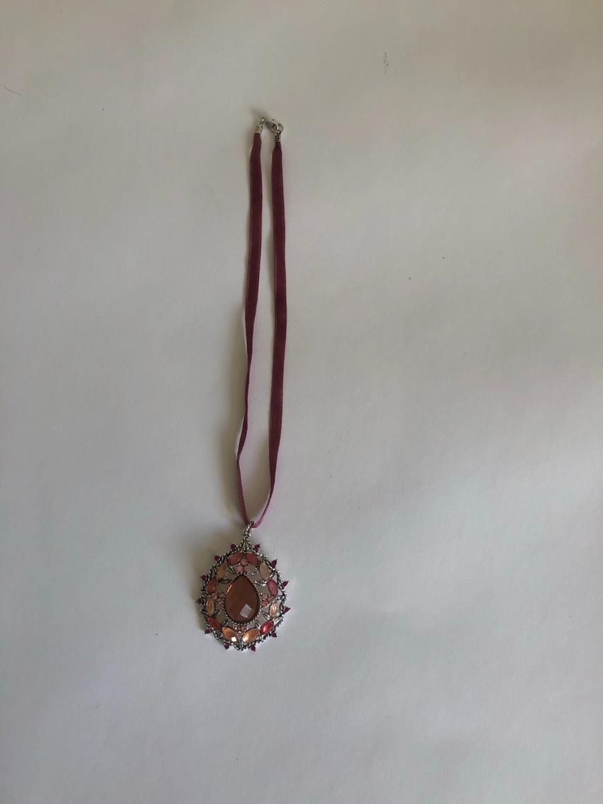 Monet Pink Crystal Embellished Satin Choker