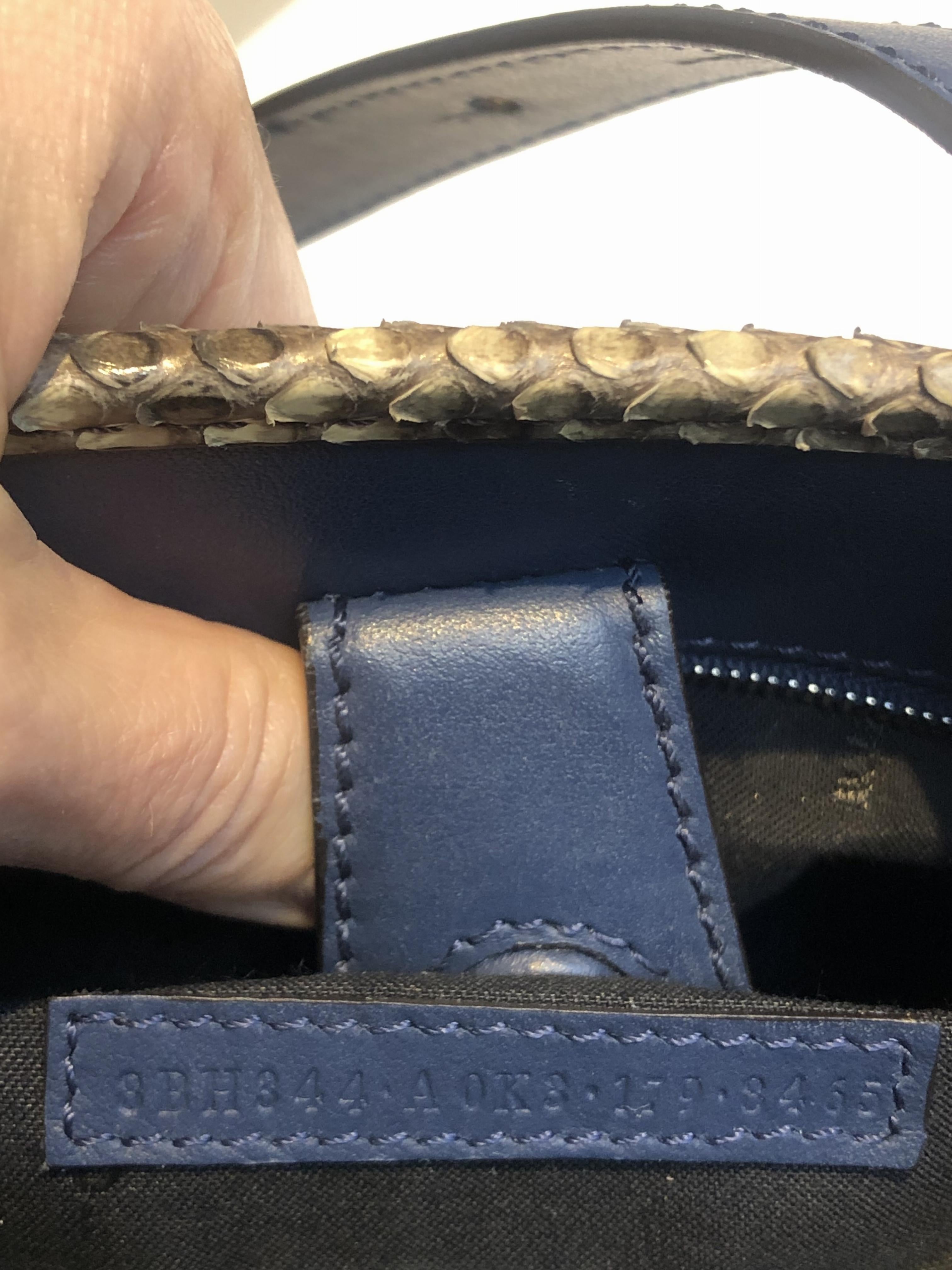 Fendi Blue Leather & Snakeskin Small Runaway Bag