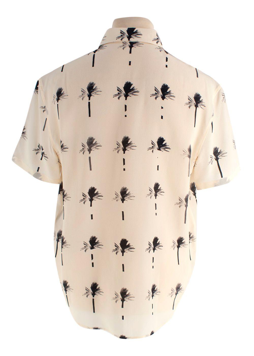 Saint Laurent Cream Palm Tree Print Silk Shirt