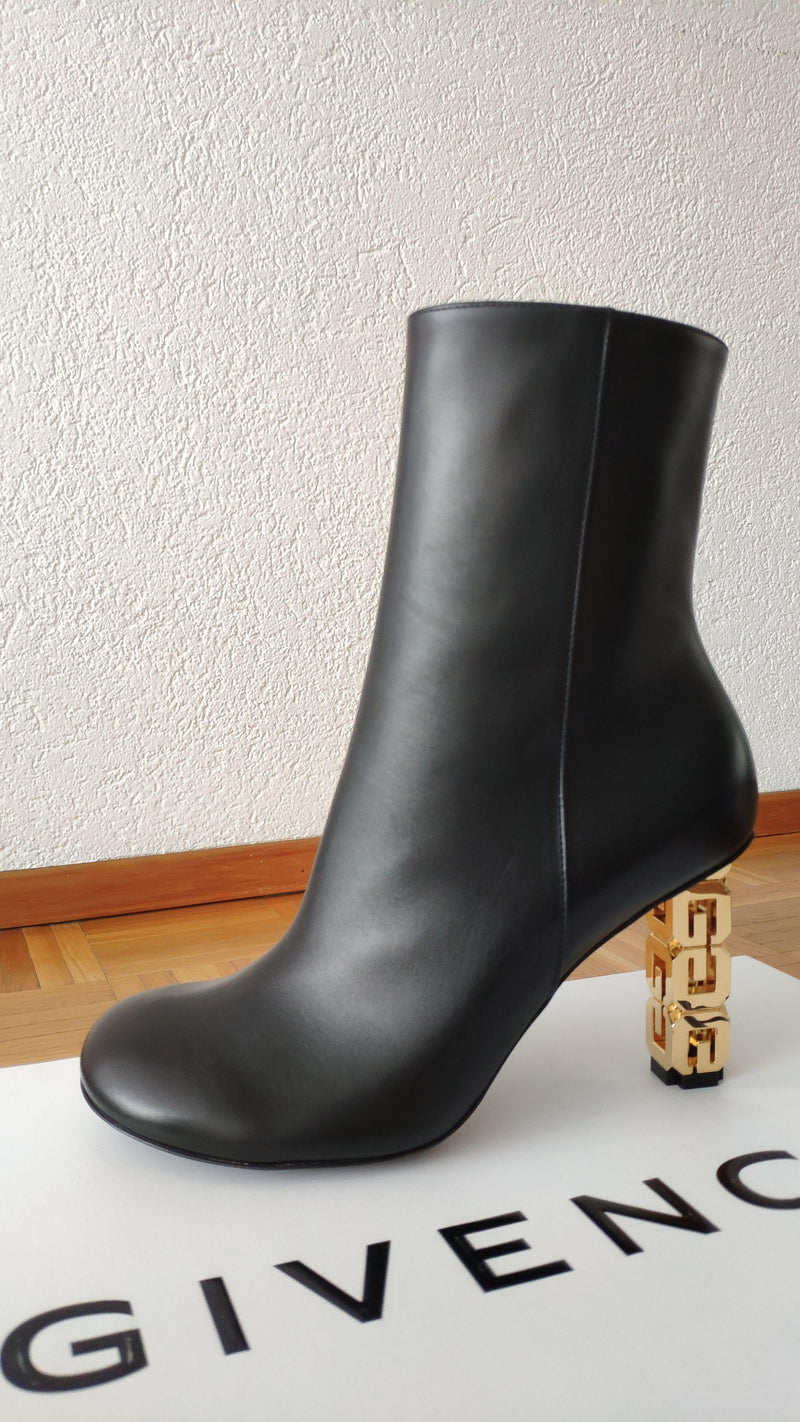 Givenchy Black Leather G Cube Ankle Boots