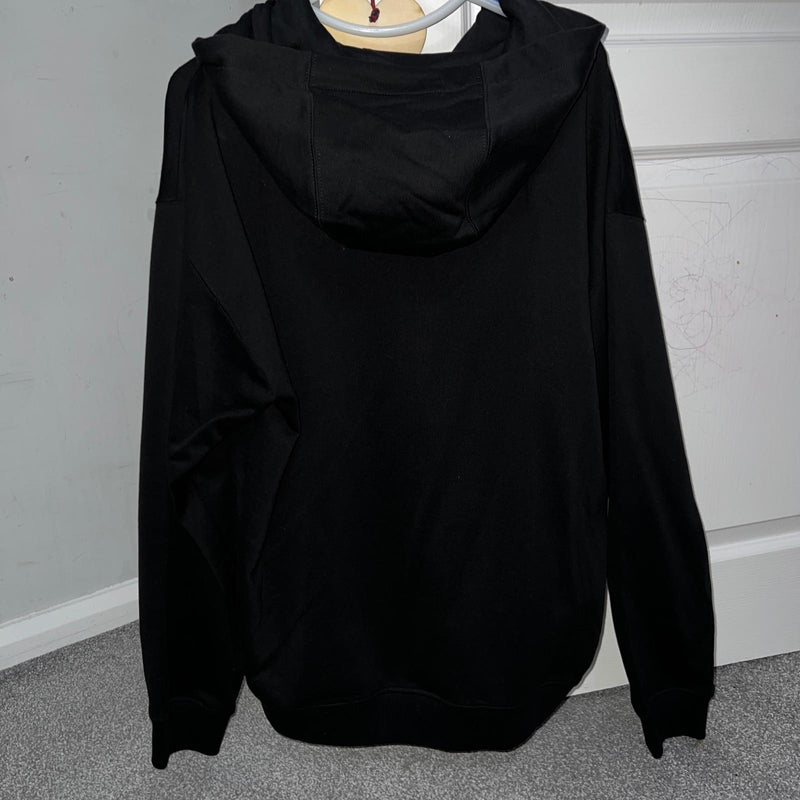 Logo Printed Zip Up Black Cotton Hoodie