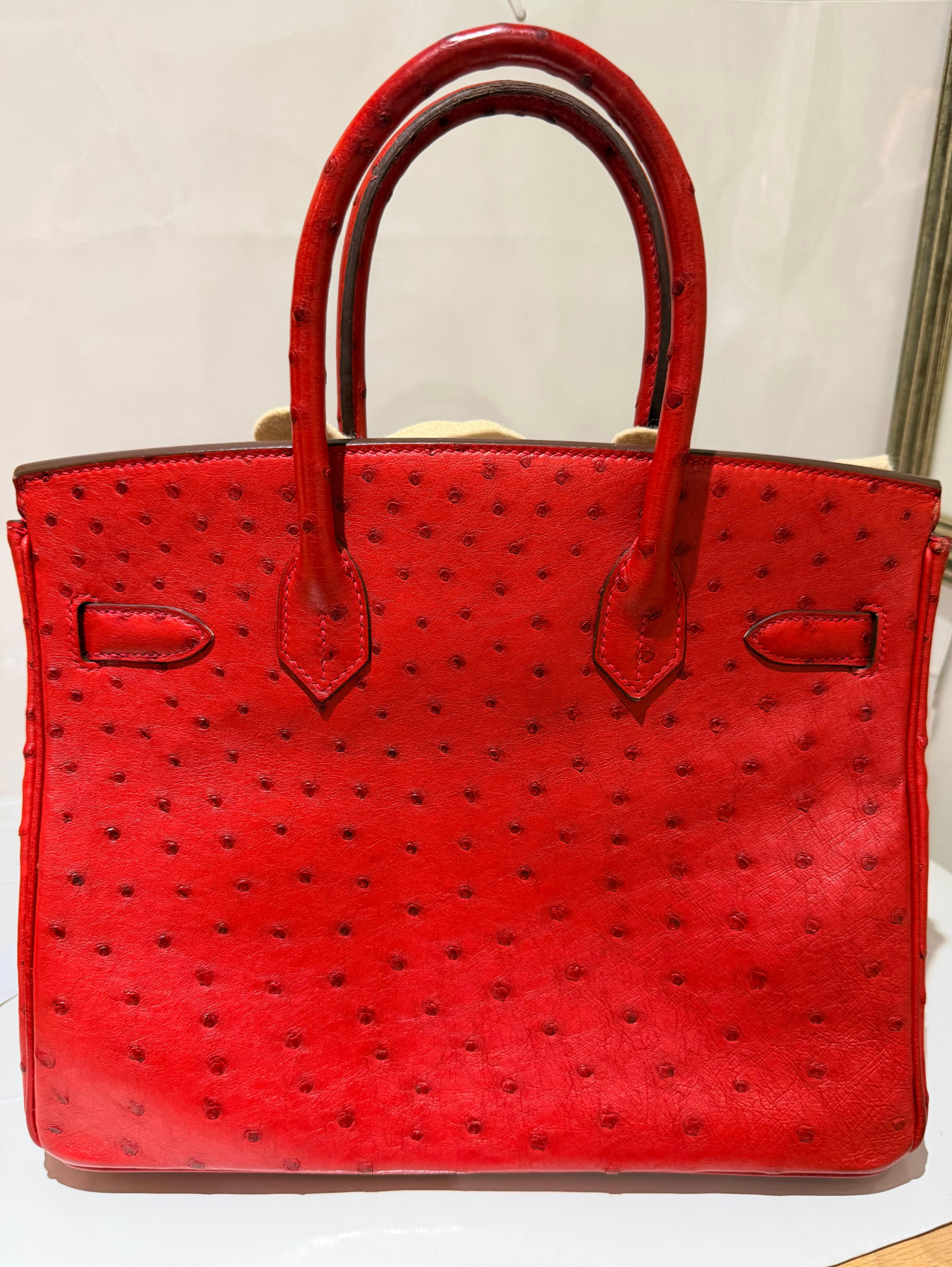 Hermes Birkin 30 in Red Ostrich GHW