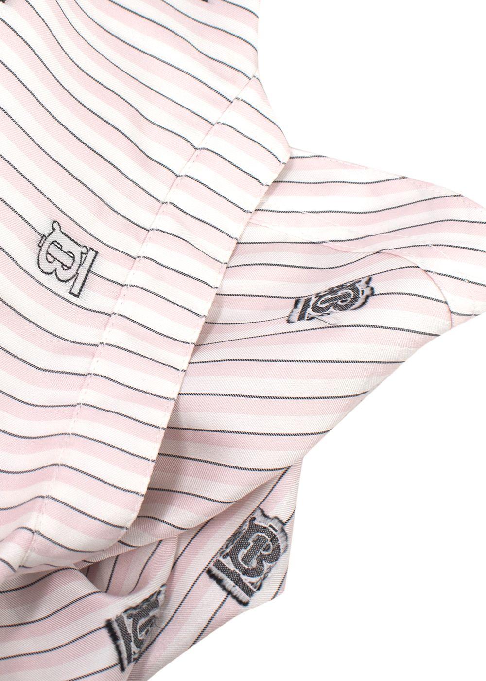 Burberry Pink and White Striped Elina Logo Print Shirt Dress