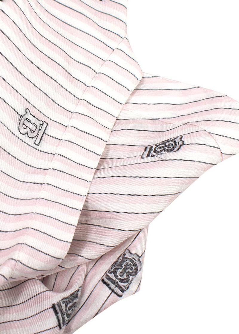 Burberry Pink and White Striped Elina Logo Print Shirt Dress