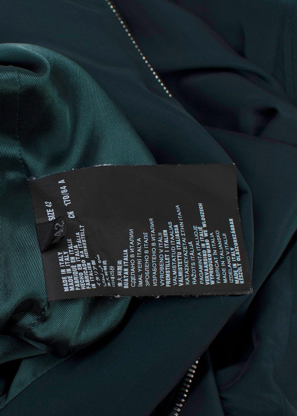 Prada Green Lightweight Bomber Jacket with Stripe Cuff Detail