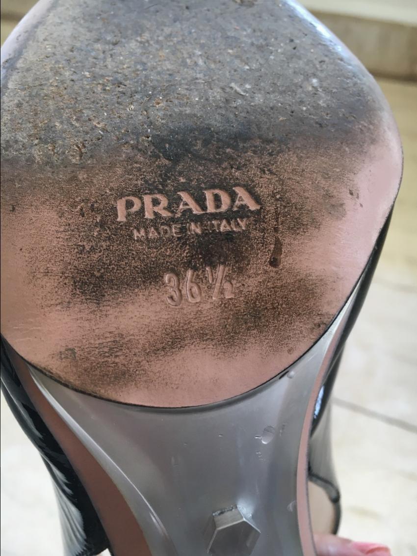 Prada Black Patent Slingback Sandals