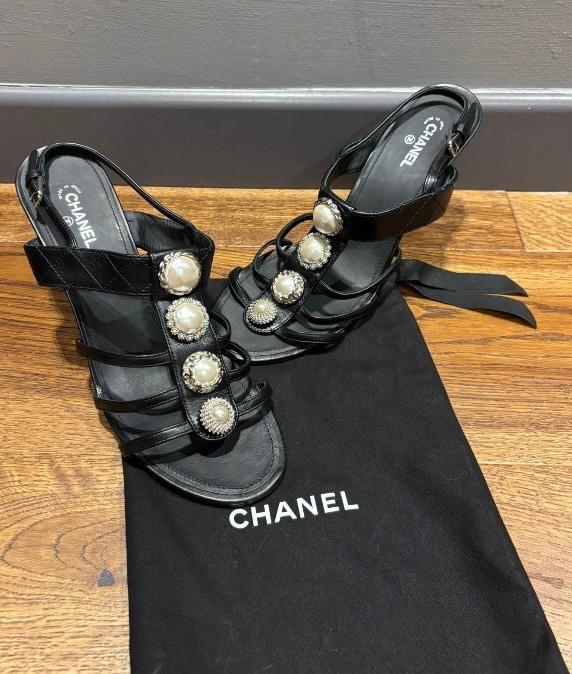 Chanel Faux Pearl Embellished Sandals