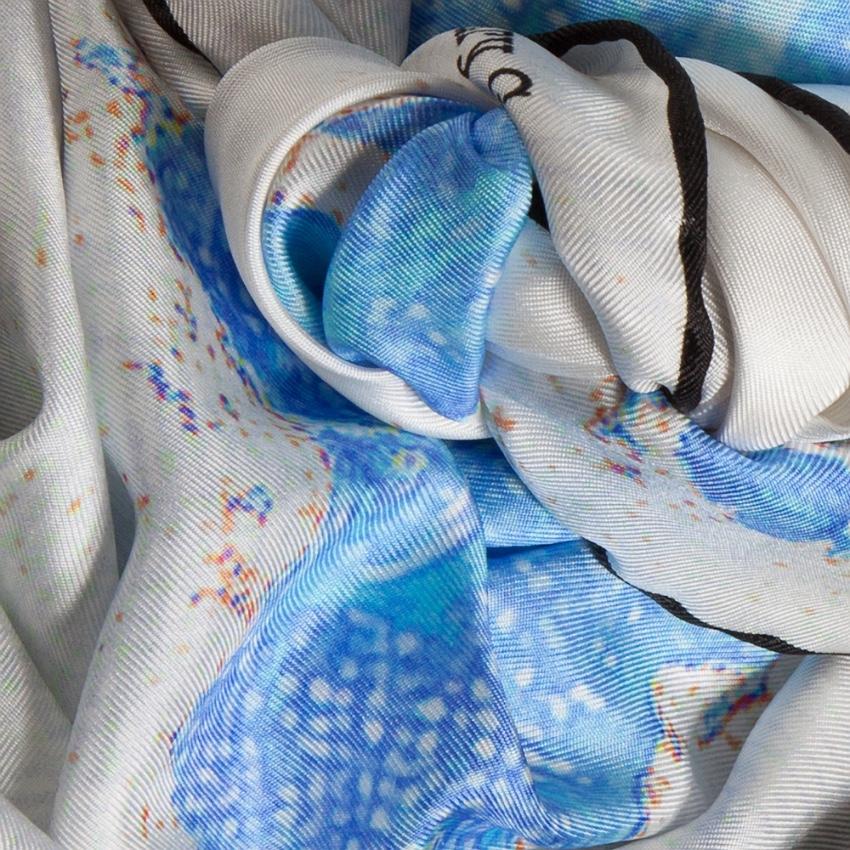 Rosemary Goodenough White & Blue Springing Tulips VI Silk Scarf