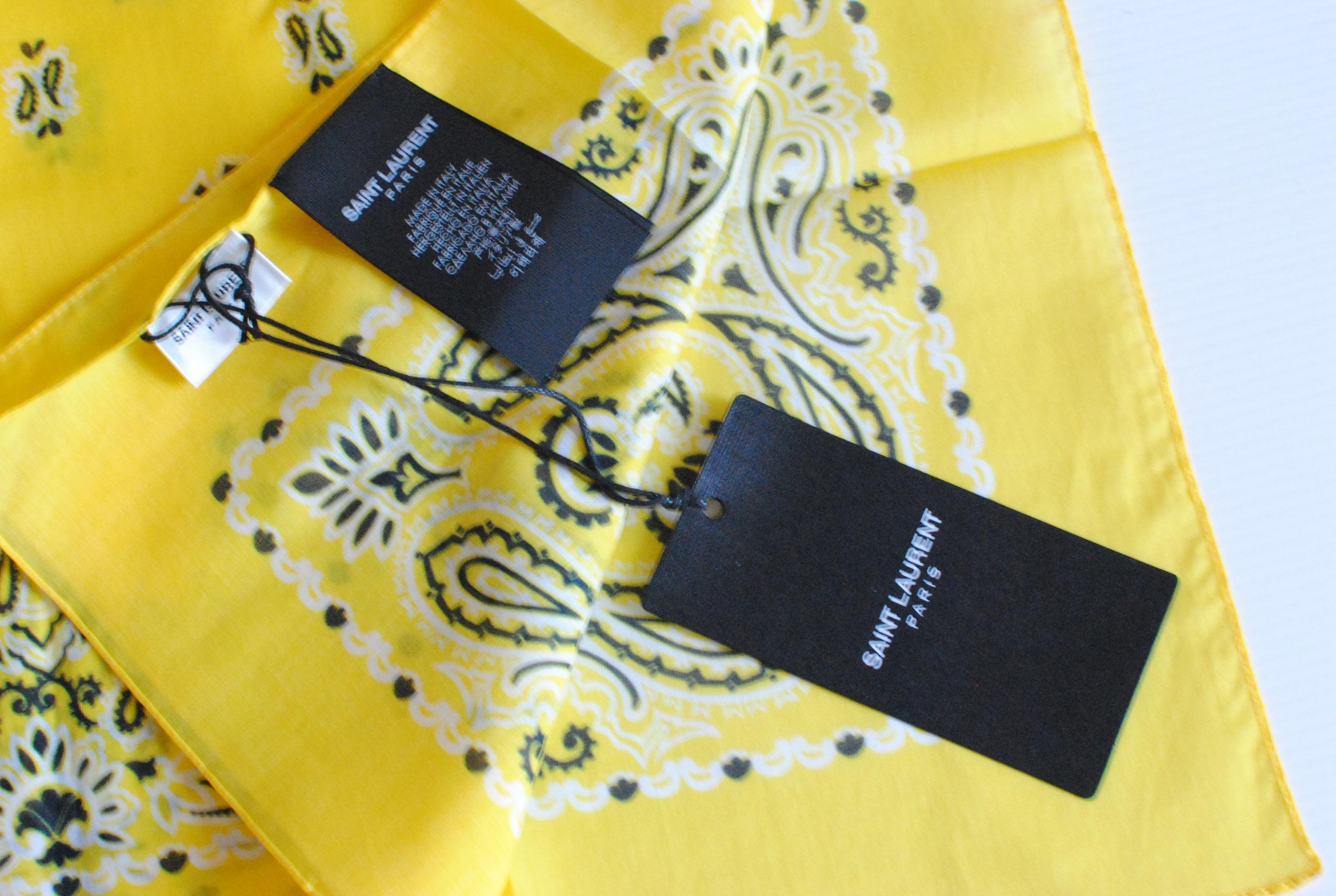 Saint Laurent Yellow Cotton Bandana Scarf
