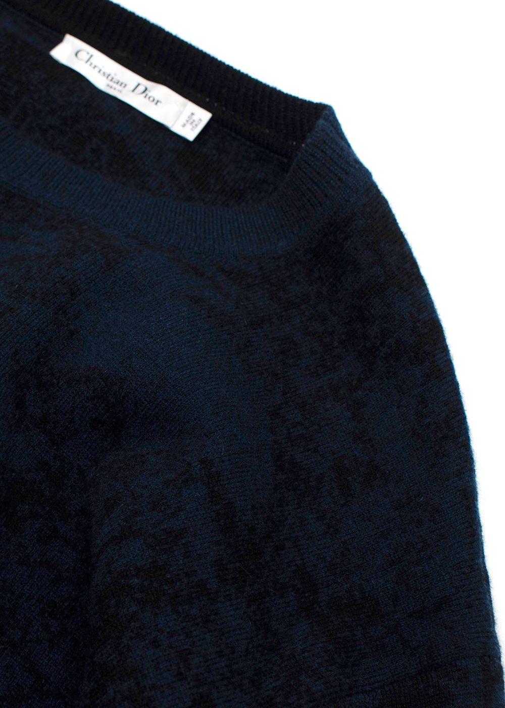 Dior Navy Chez Moi Printed Cashmere Blend Jumper