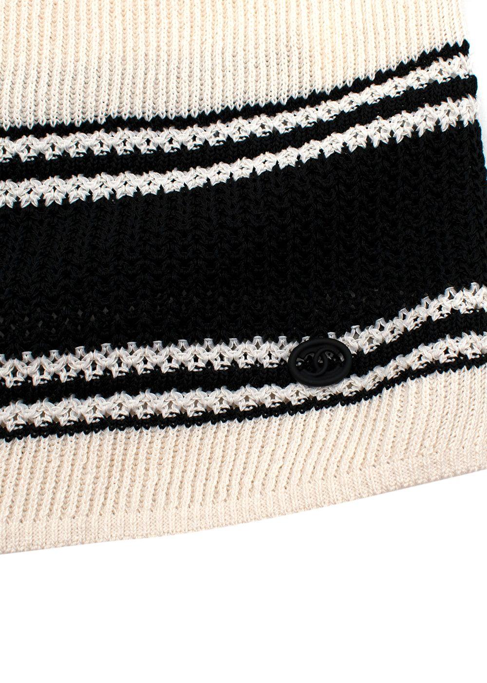 Cream Silk Blend Knit Striped Vest
