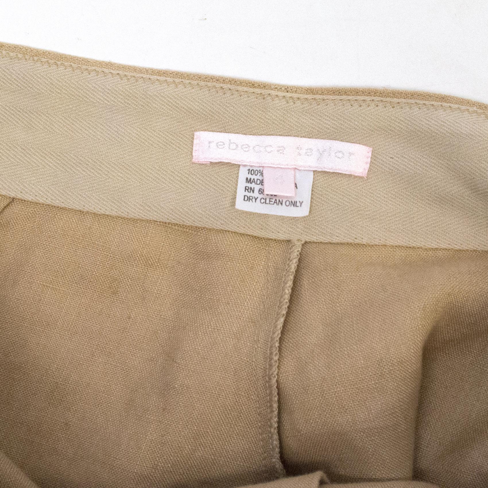 Rebecca Taylor Camel Linen Trousers with Floral Sides