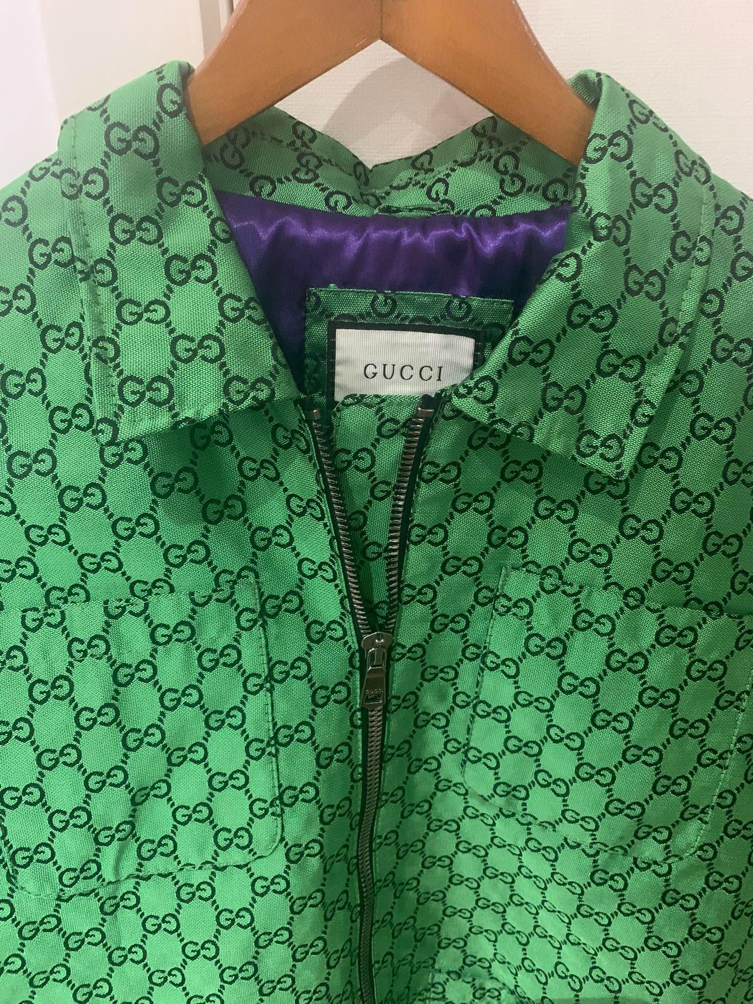 Men's Green Monogrammed Padded Wool-felt Bomber Jacket