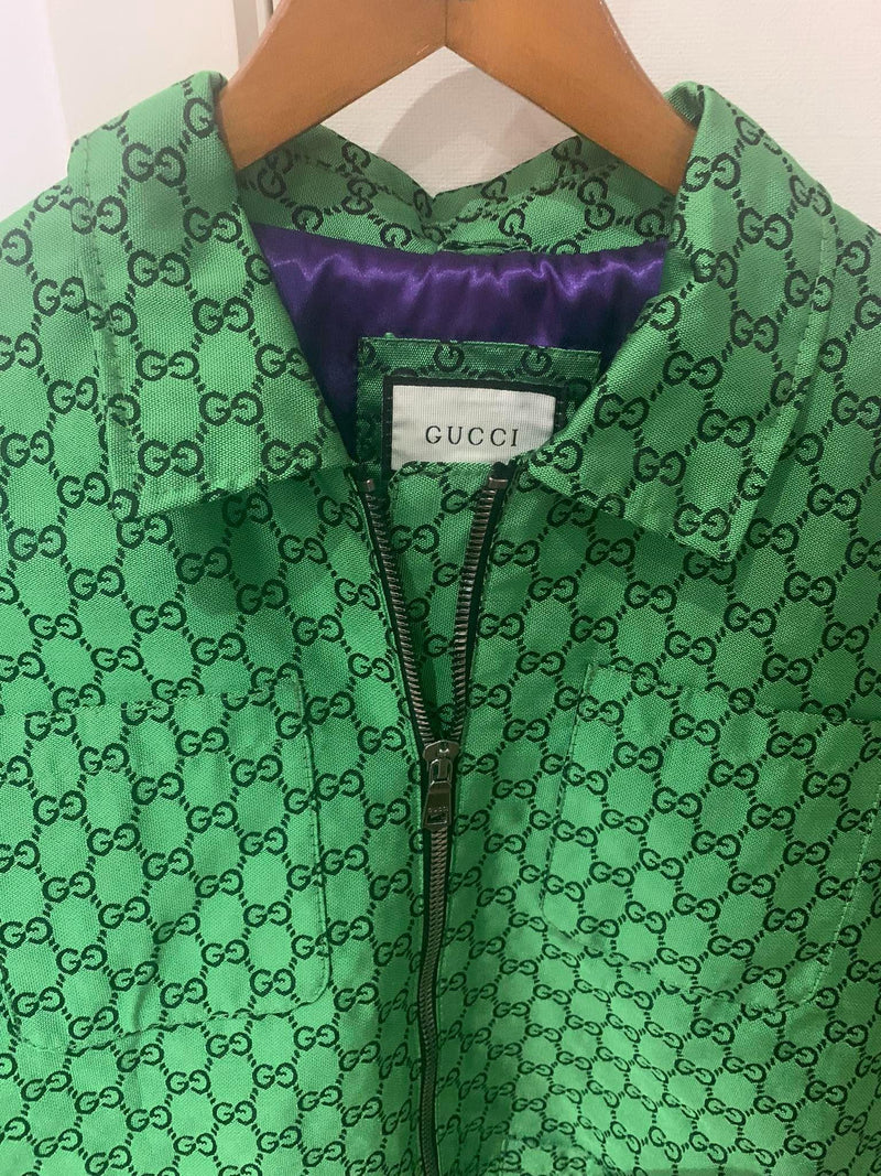 Men's Green Monogrammed Padded Wool-felt Bomber Jacket