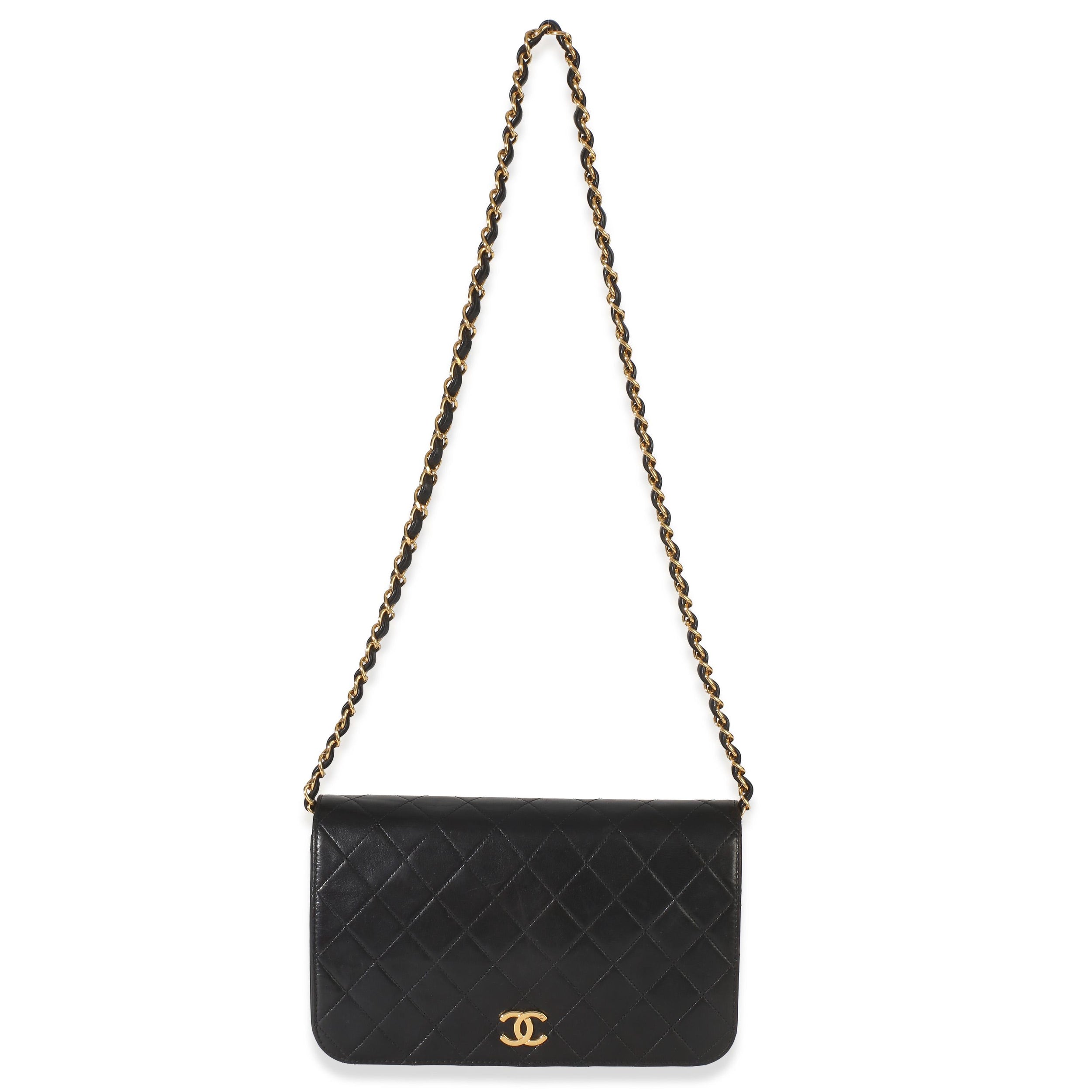 Chanel  Vintage Black Quilted Lambskin Full Flap Bag