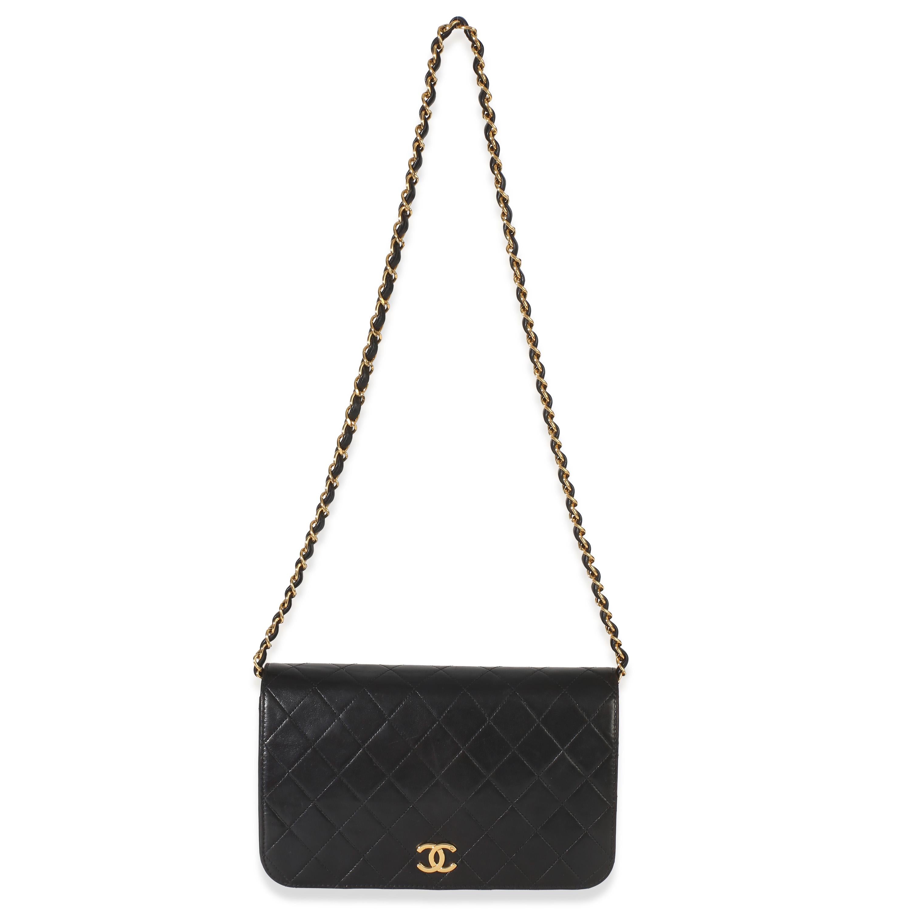 Chanel  Vintage Black Quilted Lambskin Full Flap Bag