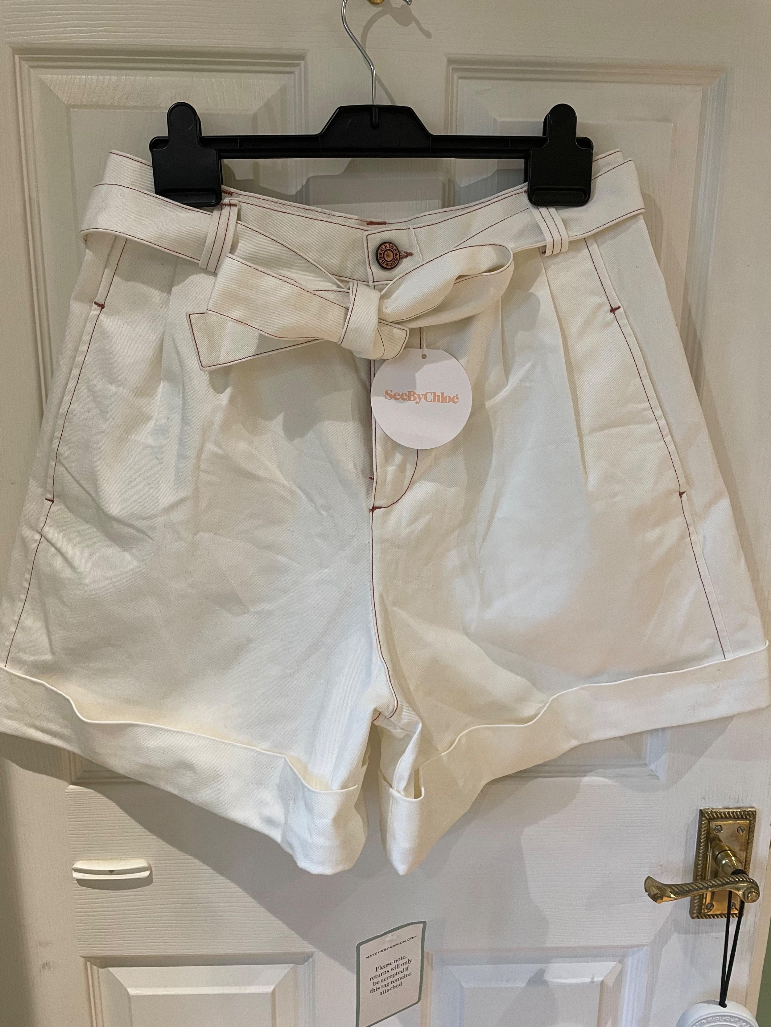 White cotton twill shorts