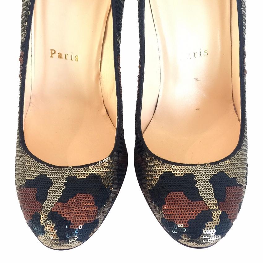 Christian Louboutin Fifi Paillettes Sequin Leopard Heels