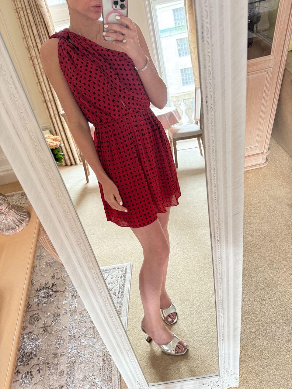 Saint Laurent Red Star Print Mini Dress