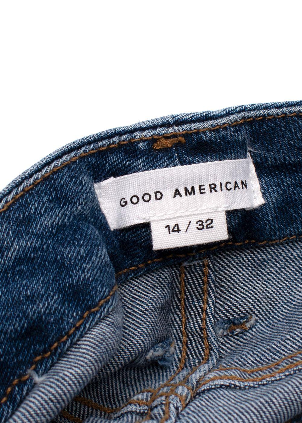 Good American Blue Mid Wash Straight Leg Jeans