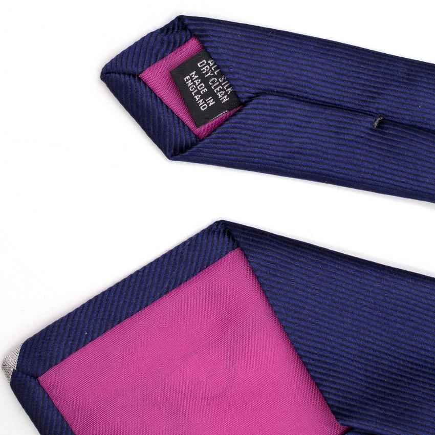 Duchamp Silk Navy & Silver Panel Diamante Tie
