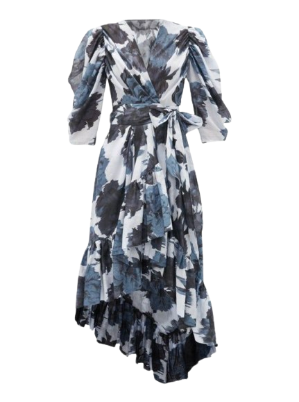 Alexandre Vauthier Asymmetric gathered printed cotton-gauze wrap dress