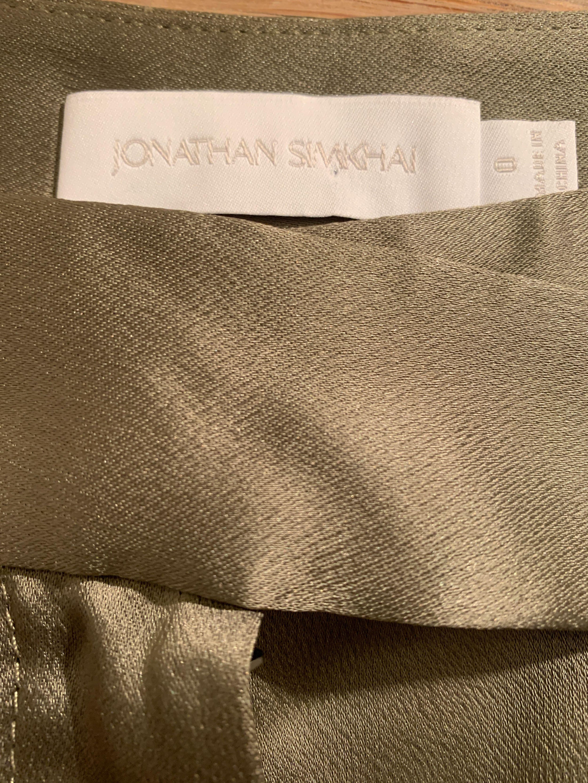Jonathan Simkhai Olive Satin Cargo Pants