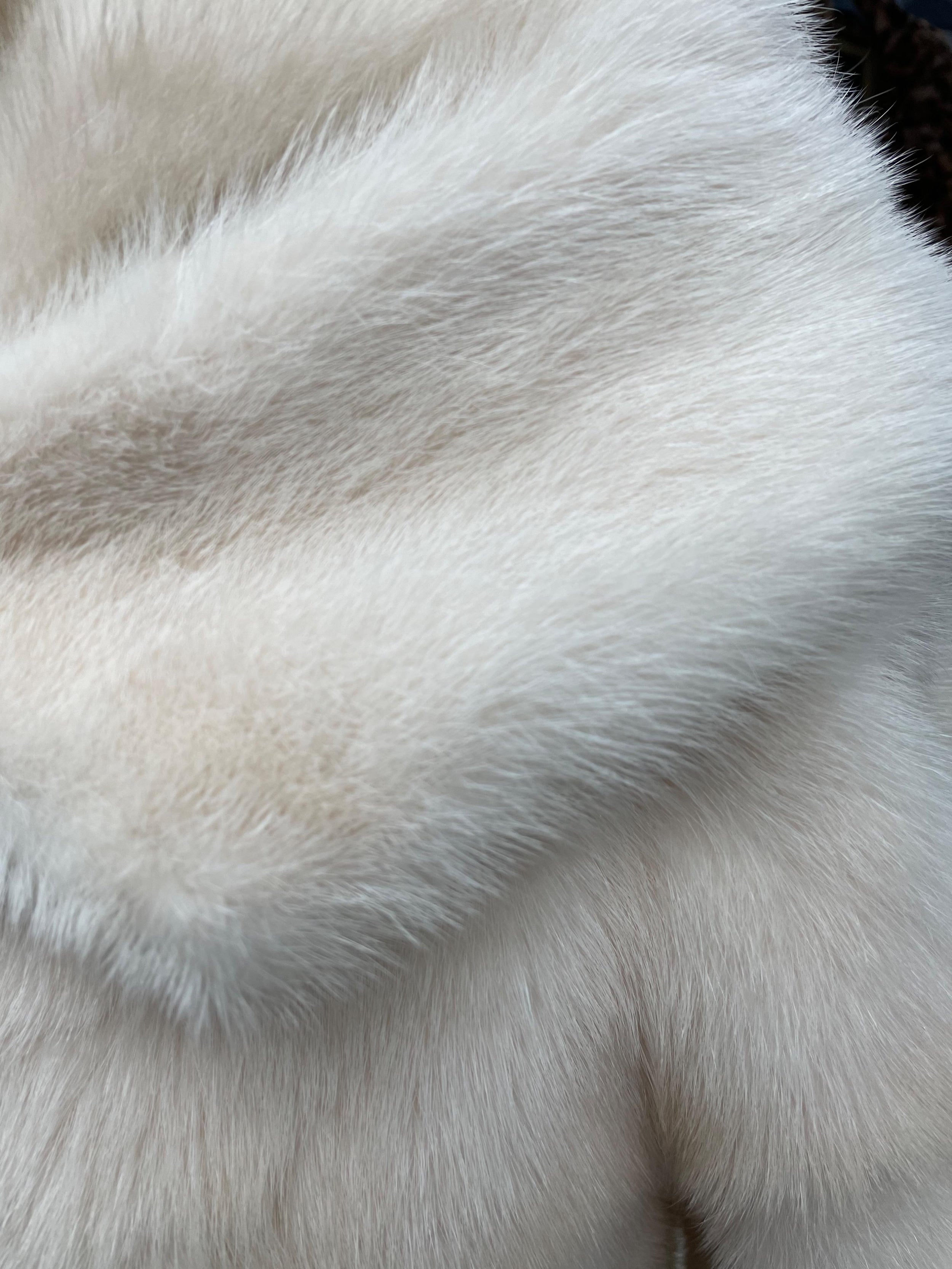 Beige Mink Fur Hooded Coat