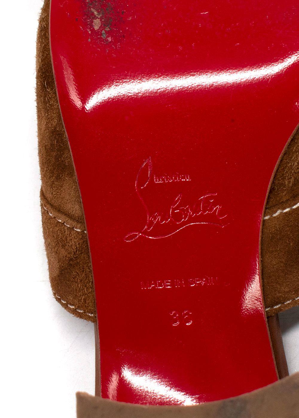 Christian Louboutin Brown Dechirago 55 Safari Suede Mules