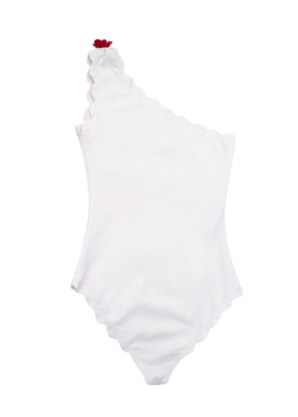 Marysia Cream Santa Barbara Flower-Embellished Swimsuit