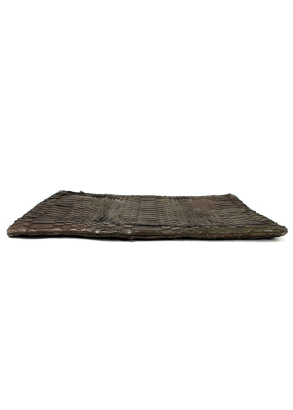Johnny Ramli Khaki Snakeskin Clutch