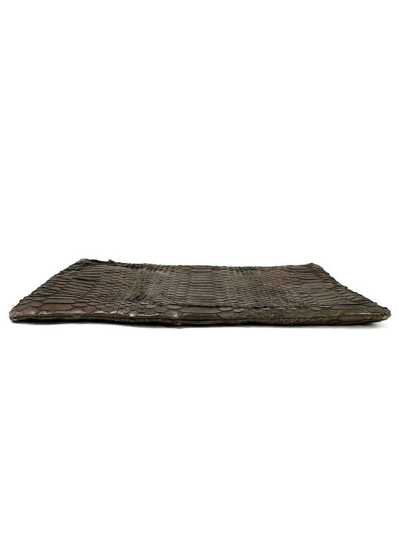 Johnny Ramli Khaki Snakeskin Clutch
