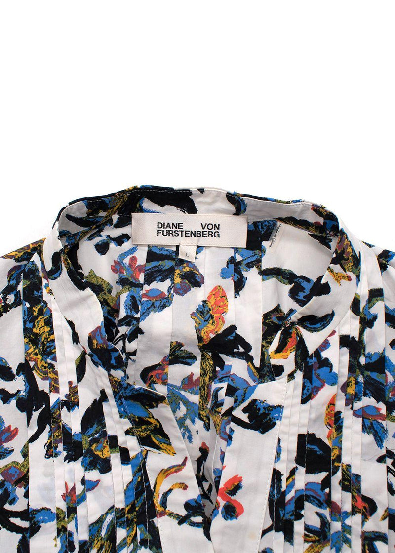 Diane Von Furstenberg White Patterned  Shirt Dress
