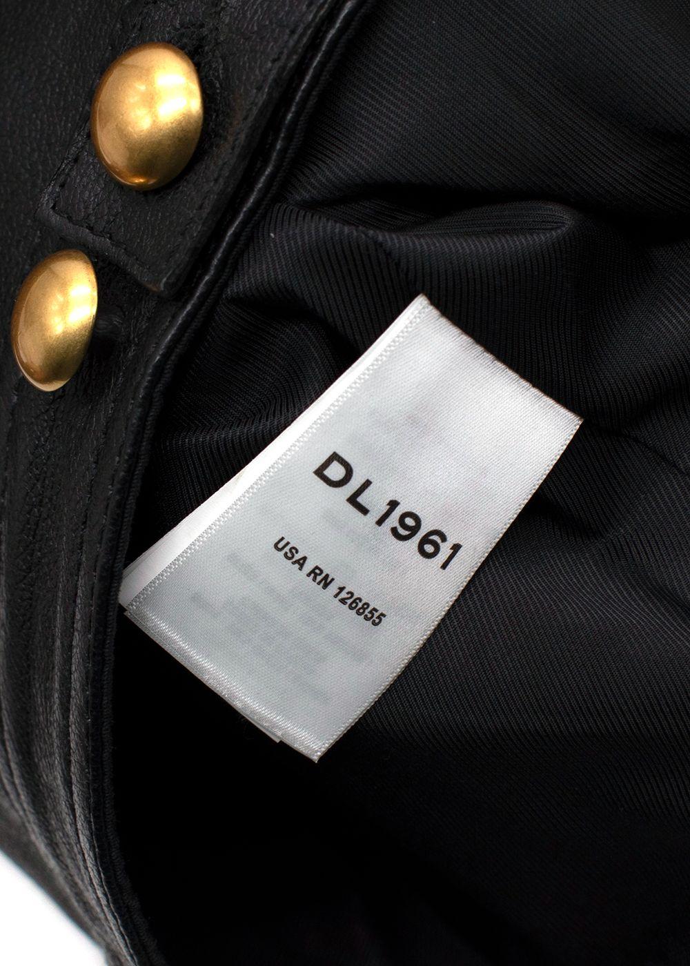 DL 1961 Black Obsidian Vika Leather Trucker Jacket