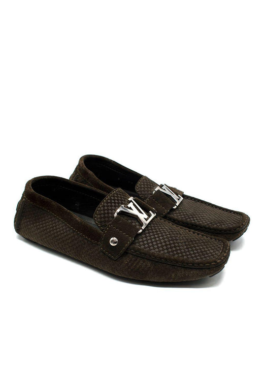 Louis Vuitton Khaki Suede Monte Carlo Slip On Loafers