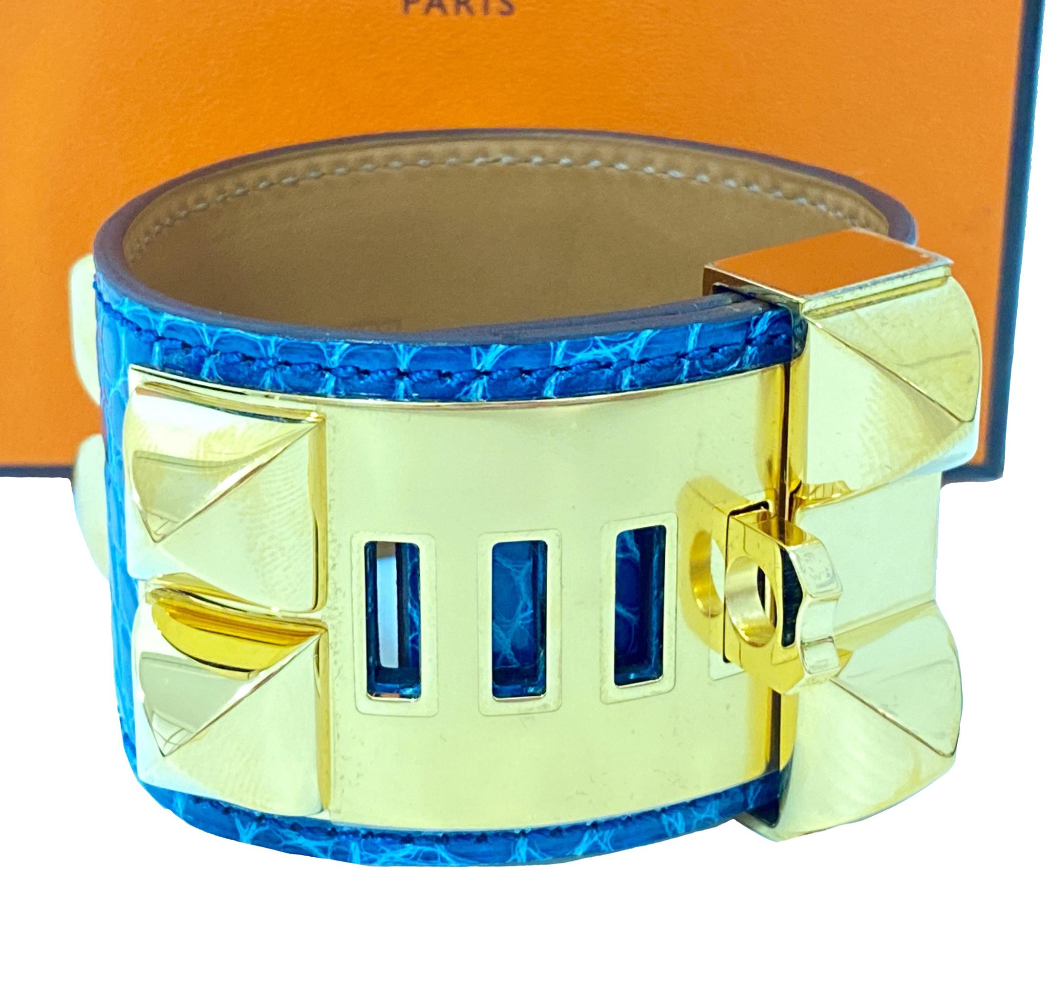 Blue Alligator Collier de Chien CDC Bracelet GHW Small